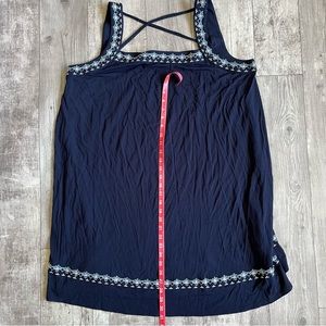 Loft plus embroidered dress with cross-cross strap back